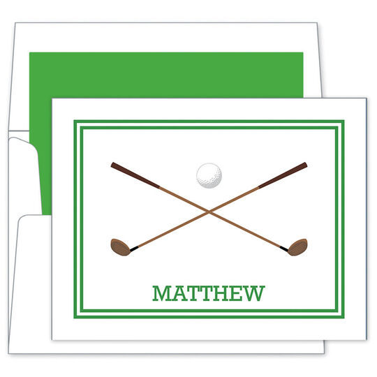 Golf Clubs Folded Note Cards